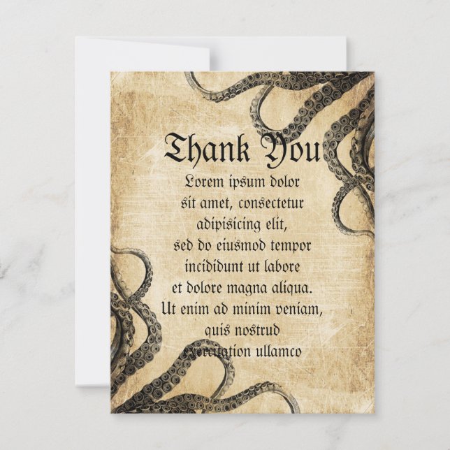Tarjeta De Agradecimiento Octopus vintage (Anverso)