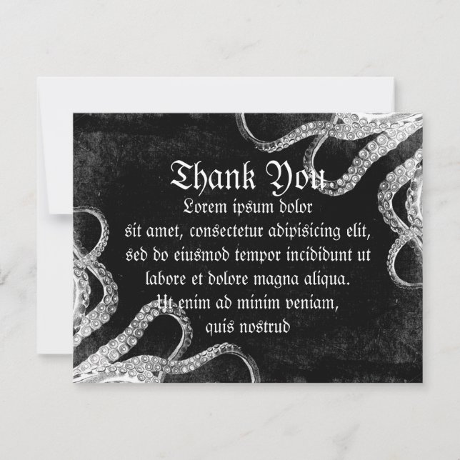 Tarjeta De Agradecimiento Octopus vintage oscuro (Anverso)