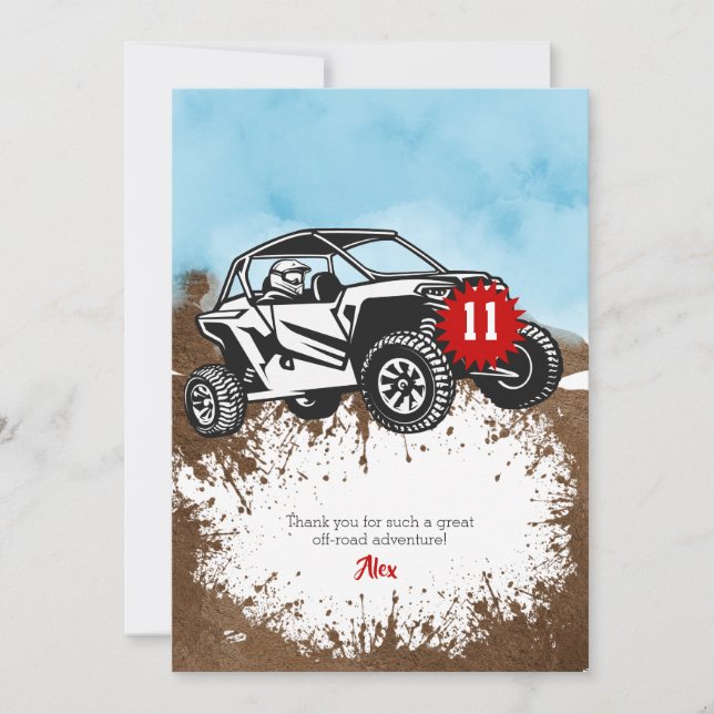Tarjeta De Agradecimiento Off Road Adventure AtV Monster Truck Cumpleaños (Anverso)