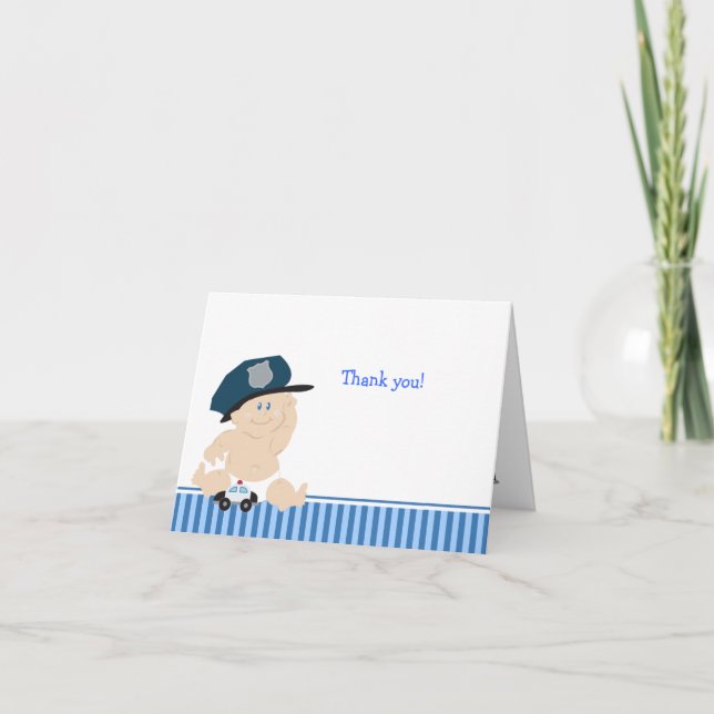 TARJETA DE AGRADECIMIENTO OFICIAL DE POLICÍA BABY SHOWER (Anverso)