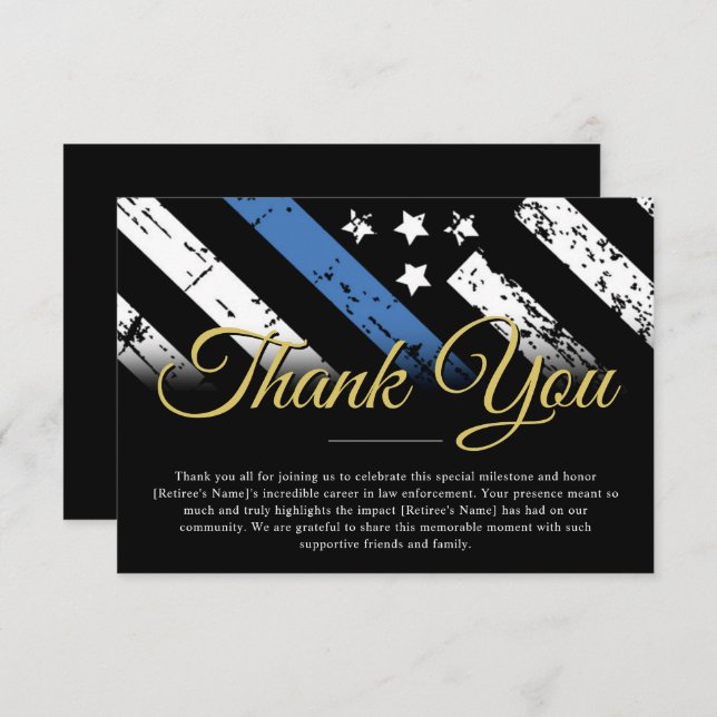 Tarjeta De Agradecimiento Oficial encargado de hacer cumplir la ley Fiesta d (Anverso / Reverso)