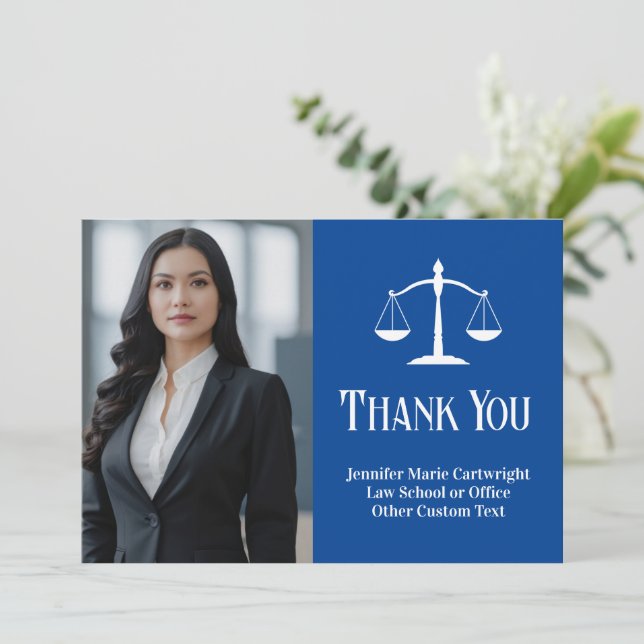 Tarjeta De Agradecimiento Oficina de Derecho personalizado Foto de Abogado B (Anverso de pie)
