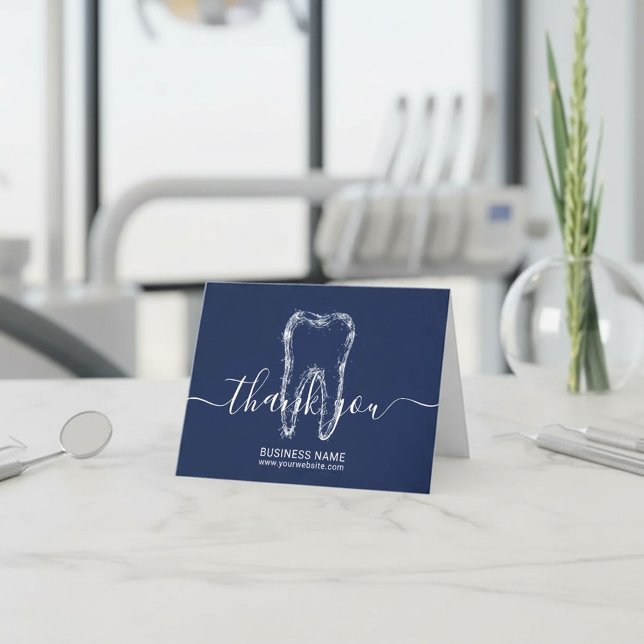 Tarjeta De Agradecimiento Oficina dental azul de la marina dental limpia par (Subido por el creador)