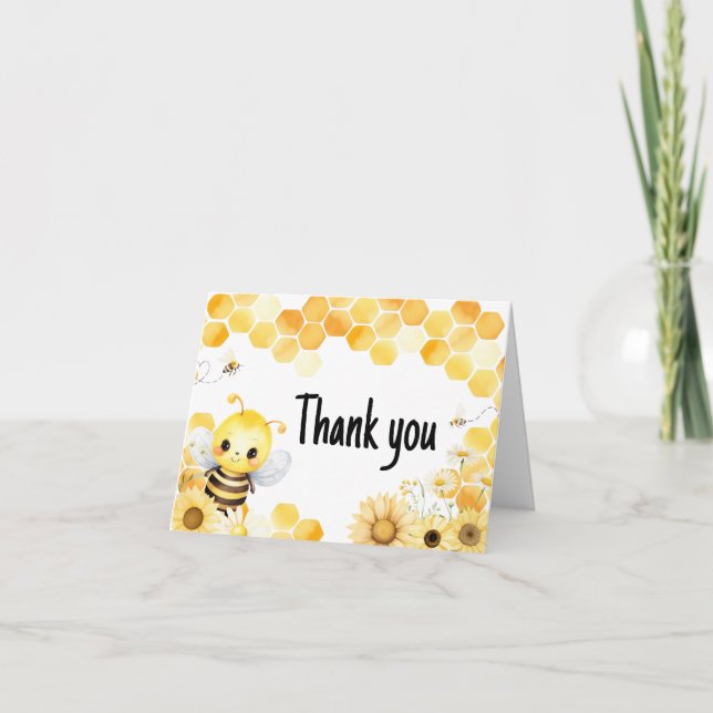 Tarjeta De Agradecimiento Oh Babee Bee Baby Shower (Anverso)