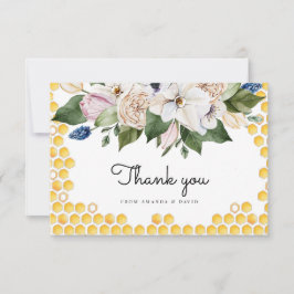 Tarjeta De Agradecimiento Oh Babee Watercolor Abeja Yellow Floral Baby Showe