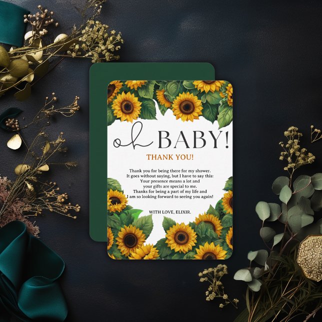 Tarjeta De Agradecimiento "Oh Baby" Baby Shower elegante y moderno (Subido por el creador)