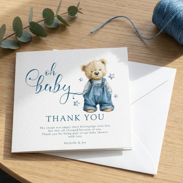 Tarjeta De Agradecimiento Oh Baby | Blue Jean Baby Denim Baby Shower (Subido por el creador)