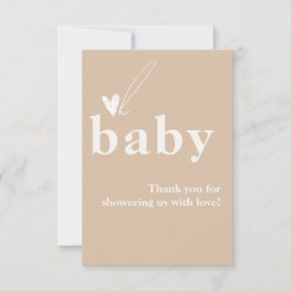 Tarjeta De Agradecimiento Oh Baby Boho Simple Corazón Baby Shower 