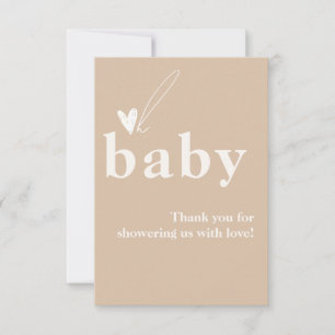 Tarjeta De Agradecimiento Oh Baby Boho Simple Corazón Baby Shower 