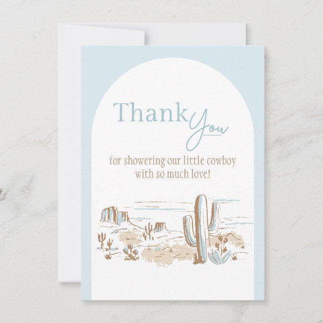 Tarjeta De Agradecimiento Oh Baby Cowboy Flat Thank You Card (Anverso)