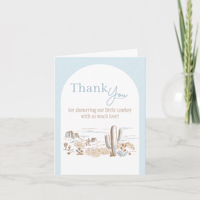Tarjeta De Agradecimiento Oh Baby Cowboy Folded Thank You Card (Anverso)
