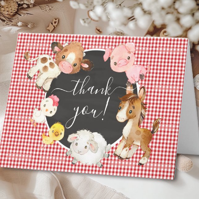 Tarjeta De Agradecimiento Oh Baby Farm Animals Baby Shower Gracias (Subido por el creador)
