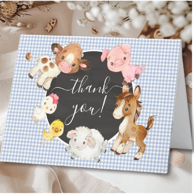 Tarjeta De Agradecimiento Oh Baby Farm Animals Baby Shower Gracias (Subido por el creador)