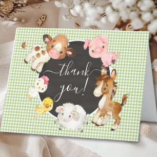 Tarjeta De Agradecimiento Oh Baby Farm Animals Baby Shower Gracias