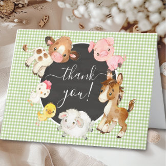Tarjeta De Agradecimiento Oh Baby Farm Animals Baby Shower Gracias