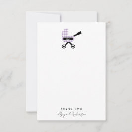 Tarjeta De Agradecimiento Oh Baby Lavender Gingham Pram Baby Shower