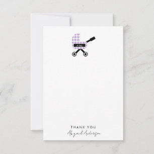 Tarjeta De Agradecimiento Oh Baby Lavender Gingham Pram Baby Shower