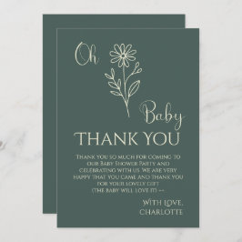 Tarjeta De Agradecimiento Oh Baby Minimalist Wildflower Baby Shower