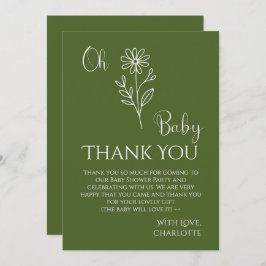 Tarjeta De Agradecimiento Oh Baby Minimalist Wildflower Baby Shower