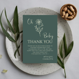 Tarjeta De Agradecimiento Oh Baby Minimalist Wildflower Baby Shower