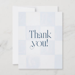 Tarjeta De Agradecimiento Oh Baby Modern Blue Checkered Baby Shower