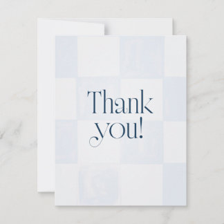 Tarjeta De Agradecimiento Oh Baby Modern Blue Checkered Baby Shower