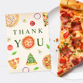 Tarjeta De Agradecimiento Oh Baby Pizza + Chupetes Baby Shower