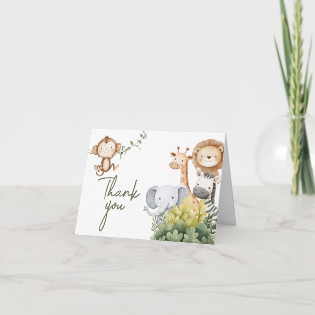 Tarjeta De Agradecimiento Oh Baby Safari Animals Baby Shower (Anverso)
