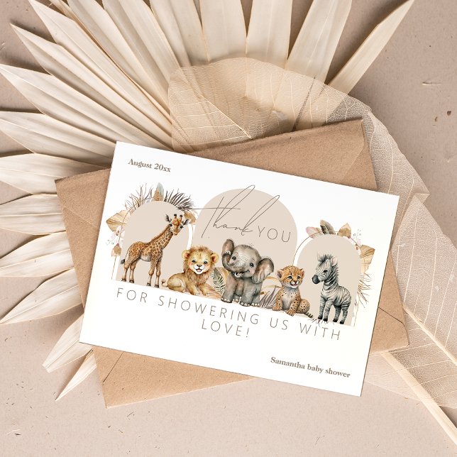 Tarjeta De Agradecimiento Oh Baby Safari Animals Boho Baby Shower (Subido por el creador)