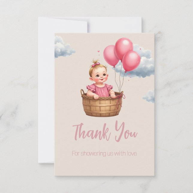 Tarjeta De Agradecimiento Oh Baby Shower Pink (Anverso)