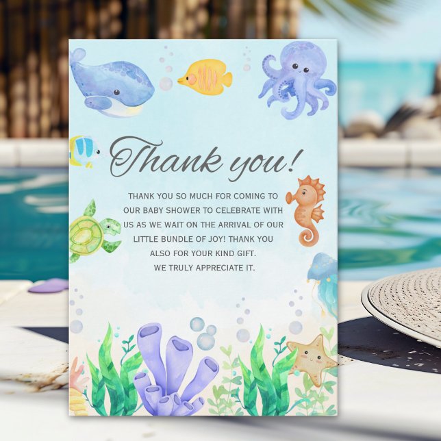 Tarjeta De Agradecimiento Oh Baby Under Sea Baby Shower (Subido por el creador)