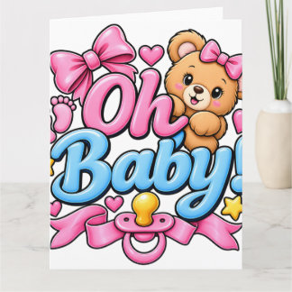 Tarjeta De Agradecimiento ¡Oh bebé! Diseño de celebración de baby shower