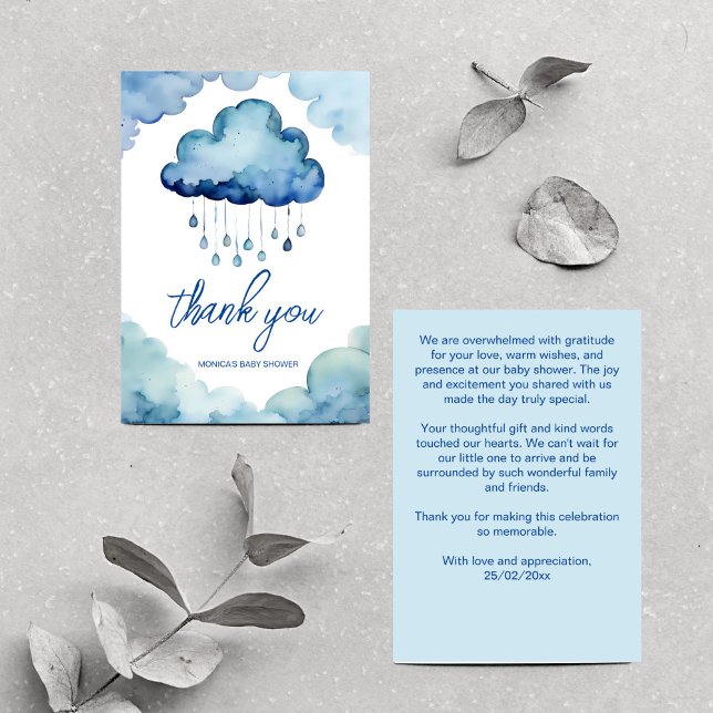 Tarjeta De Agradecimiento Oh bebé nube ducha bebé gracias (Oh Baby cloud baby shower thank you card blue cute whimsical cloud thank you card template)