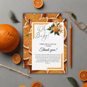 Tarjeta De Agradecimiento Oh Bebé Un Poco de Cielo Naranja Cítrico Baby Show