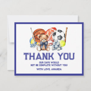 Tarjeta De Agradecimiento Oh Boy ALL STAR SPORT Baby Shower