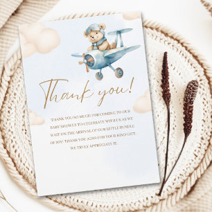 Tarjeta De Agradecimiento Oh Boy,  Bear Baby shower boy