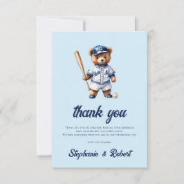 Tarjeta De Agradecimiento Oh Boy Béisbol  Baby Shower Osito Lindo