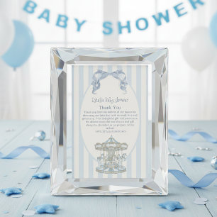 Tarjeta De Agradecimiento Oh Boy Blue Bow Carousel Acuarela Baby Shower
