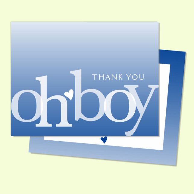 Tarjeta De Agradecimiento OH BOY Bold Overlay Navy Blue Modern Baby Shower (Subido por el creador)