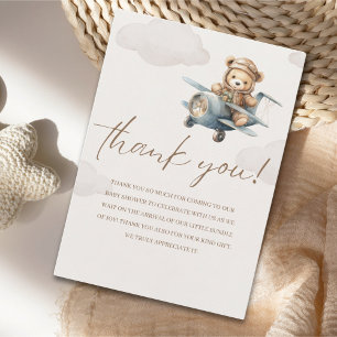 Tarjeta De Agradecimiento Oh Boy,  Brown Bear Baby shower boy