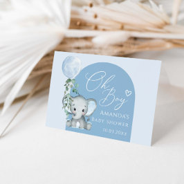 Tarjeta De Agradecimiento Oh Boy Elephant Con Baby Shower De Globo
