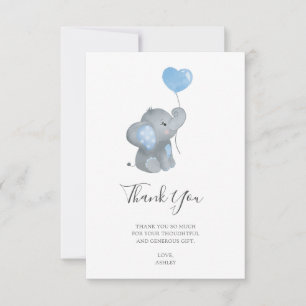 Tarjeta De Agradecimiento Oh Boy Elephant Watercolor Baby Shower