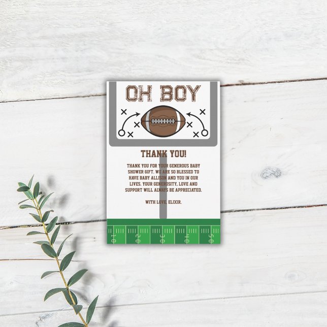 Tarjeta De Agradecimiento Oh Boy Football Baby Shower (Subido por el creador)