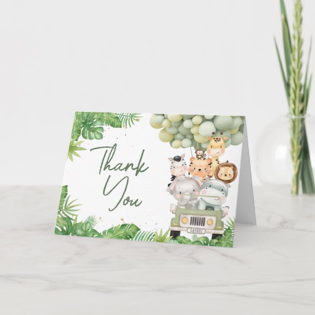 Tarjeta De Agradecimiento Oh Boy Jungle Safari Baby Shower (Anverso)