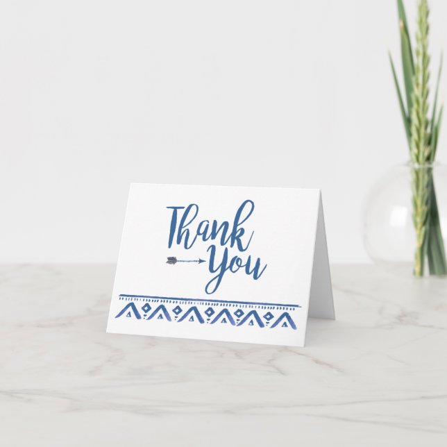 Tarjeta De Agradecimiento Oh Boy Tribal Baby Shower Gracias (Anverso)