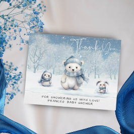 Tarjeta De Agradecimiento Oh Boy Winter | Woodland Baby Shower