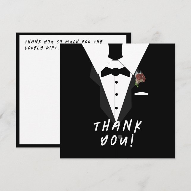 Tarjeta De Agradecimiento ¡Oh, chico! Baby Shower de Tuxedo (Anverso / Reverso)