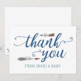 Tarjeta De Agradecimiento Oh chico, Tribal Baby Shower Gracias