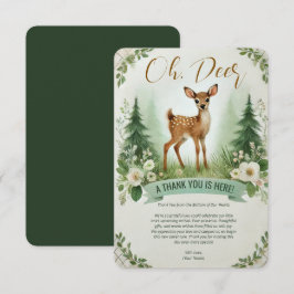 Tarjeta De Agradecimiento ¡Oh, ciervo! Fiesta de Baby Shower de Woodland