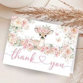 Tarjeta De Agradecimiento Oh Deer Baby Shower Girl Folded Thank You Card